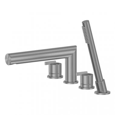 Смеситель ABBER Perfekte 316 AF8A13BGG на борт ванны с лейкой, оружейная сталь брашированная	