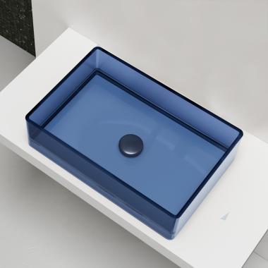 Раковина накладная прозрачная ABBER Kristall AT2803Saphir синяя	