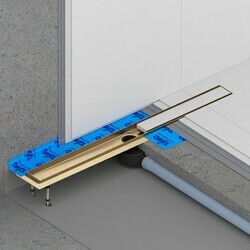 Душевой лоток TIMO Drain System 900 с двусторонней панелью plate под плитку, золото матовое