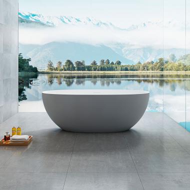 Ванна Solid Surface Vincea VBT-6S01MG, 1700*750*550, серый/белый мат., слив-перелив	