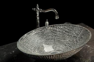 Раковина хрустальная серебро овальная	