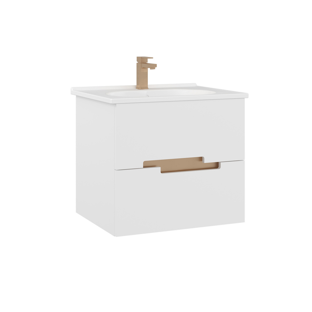 Тумба с раковиной ORKA Lodi 65 подвесная, белый, золото