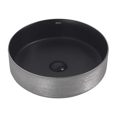 Раковина накладная ABBER Bequem AC2109BS черный матовый с серебром	