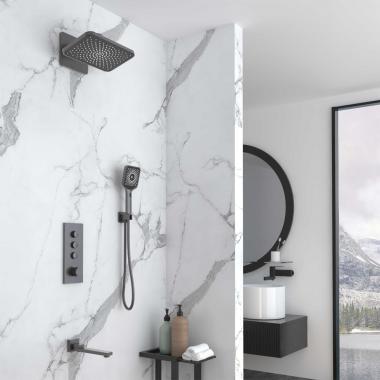 Душевой комплект VSFW-433TI4GM встраиваемый, термостат, трехрежимный, вороненая сталь	