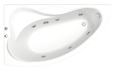 Отдельно стоящая ванна Bas Вектра с гидромассажем (правая) 150x90	