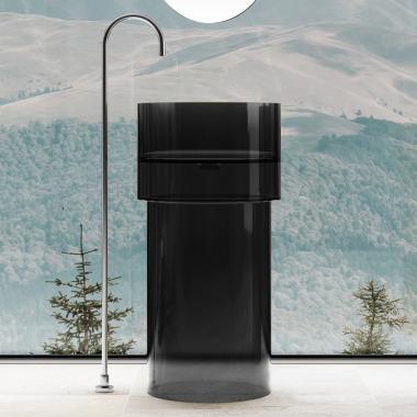 Раковина отдельностоящая прозрачная ABBER Kristall AT2701Onyx-H черная	