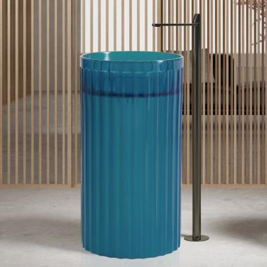 Раковина отдельностоящая прозрачная ABBER Kristall AT2709Aquamarin бирюзовая	