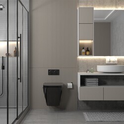 Комплект подвесной унитаз ABBER Rechteck AC1201MB черный матовый с инсталляцией AC0105 и кнопкой AC0121MB черный матовый